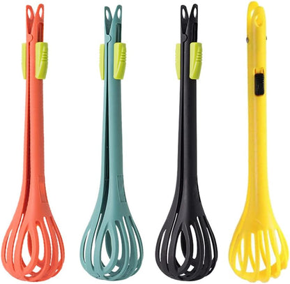 2 in 1 Food Clip & Egg Whisk, Multi-function Egg Beater and Bread Clip, Handheld Egg Mixer Plastic Egg Beater Blender, Multifunctional Kitchen Tool (Black)