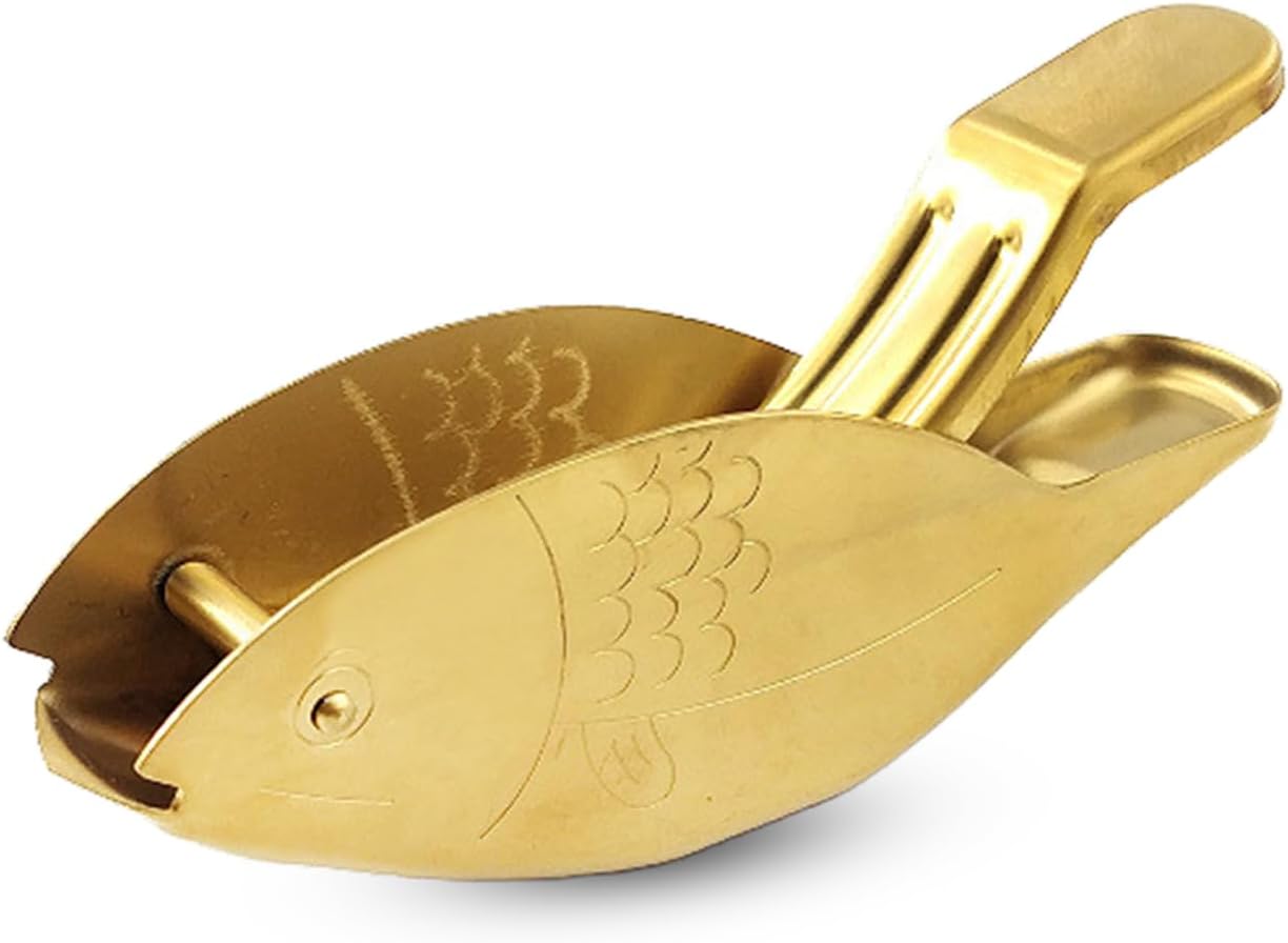 Fish Shape Lemon Squeezer, Stainless Steel Manual Lemon Juicer, Portable Lime Citrus, Heavy Duty Manual Squeeze Hand Press Juice for Cocktails Drinks Cooking (Gold)