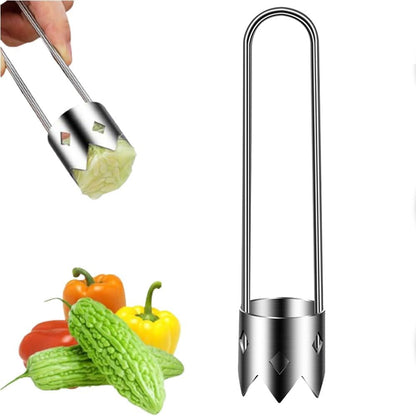 Red Bell Pepper Corer, Apple and Pineapple Corer, Kitchen Gadgets 2025 New Stainless Steel Corers Remover Tool for Fruit and Vegetable (SilverT)