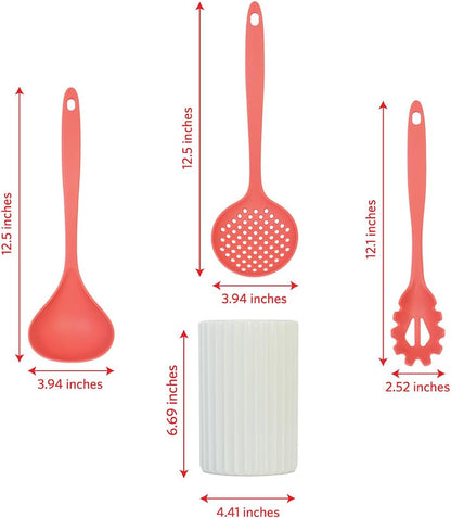 Glad Kitchen Utensils Set, 8pcs - Nonstick Cooking Tools with Utensil Holder - Nylon Spoon, Ladle, Skimmer, Spaghetti Server, and Turner Spatula Set - Dishwasher Safe, Teal Green