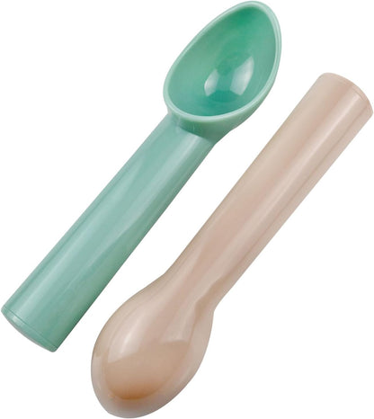 Long-Lived Plastic Ice Cream Scoops/Safe And Reliable Watermelon Scoopers/Cupcake Spoons For Dessert Shop, Kitchen Tools (Grey, Rose Pink, Blue, Pink Each)-4PCS