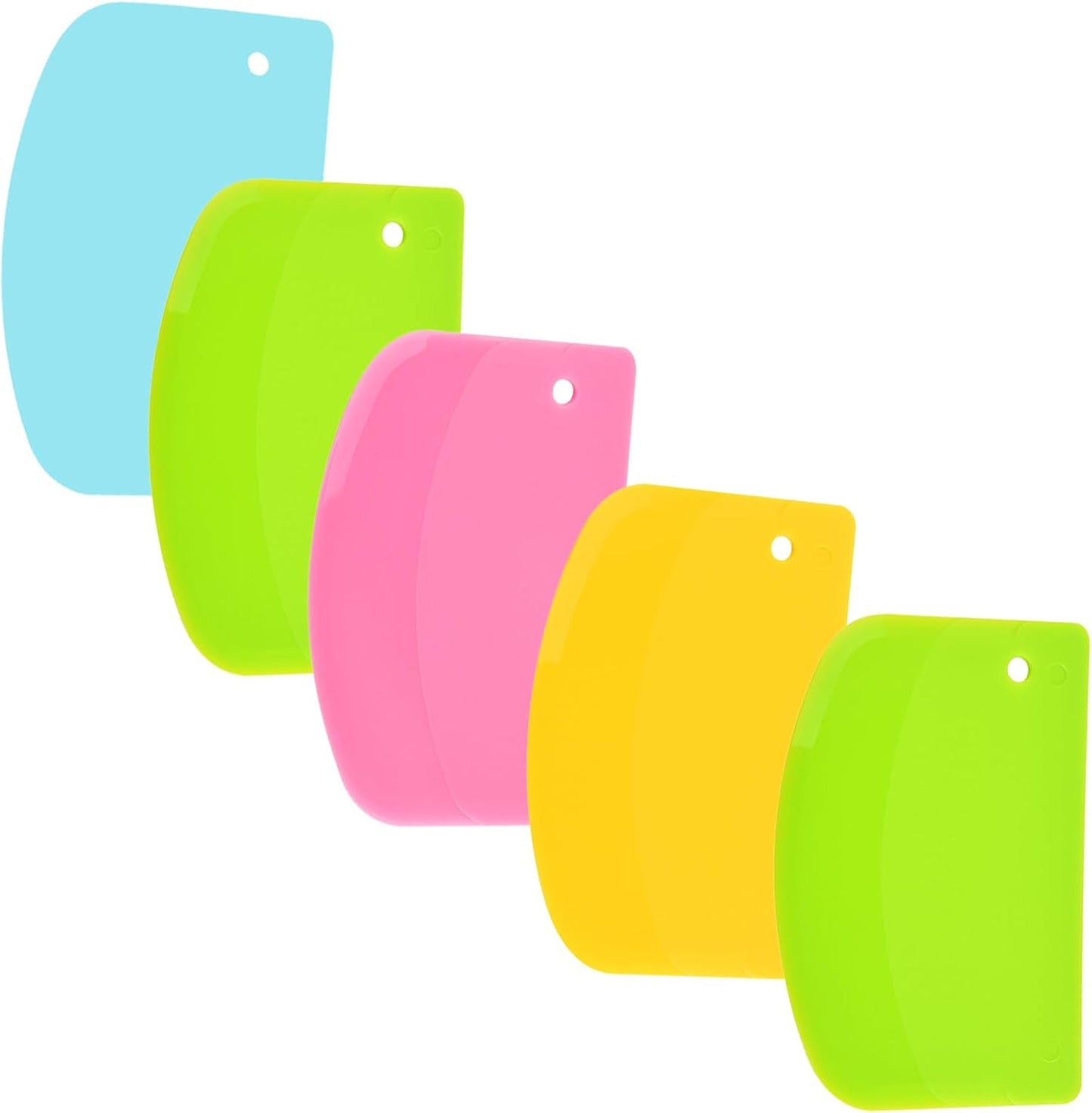 5 Pack Dough Scraper, 5.3 x 3.6 Inch Plastic Bench Scraper, Bowl Spatula, Kitchen Pastry Cutter Tool for Bread Dough, Pastry, Pizza, Baking Cake (Multicolor)
