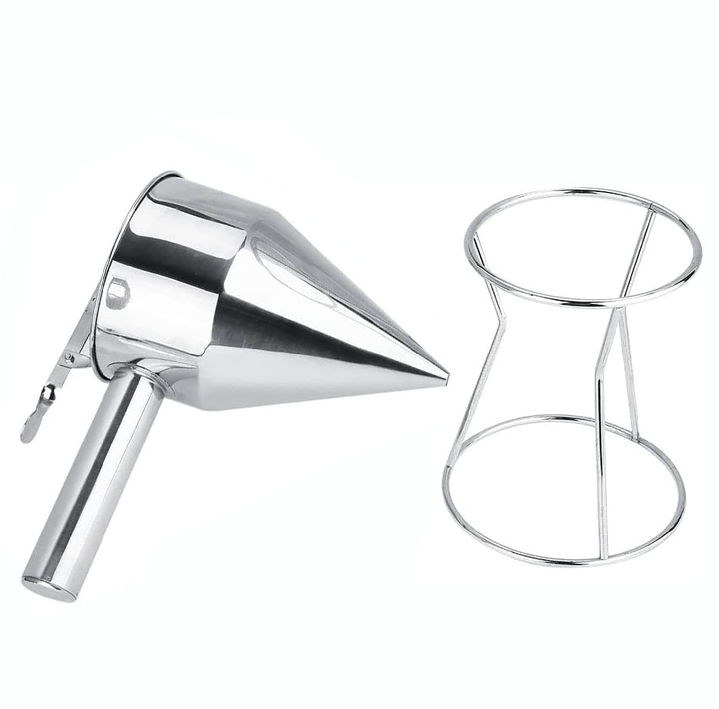 Stainless Steel Baking Funnel Dispenser with Stand for Takoyaki Pancake Batter Cupcake Pastries Desserts