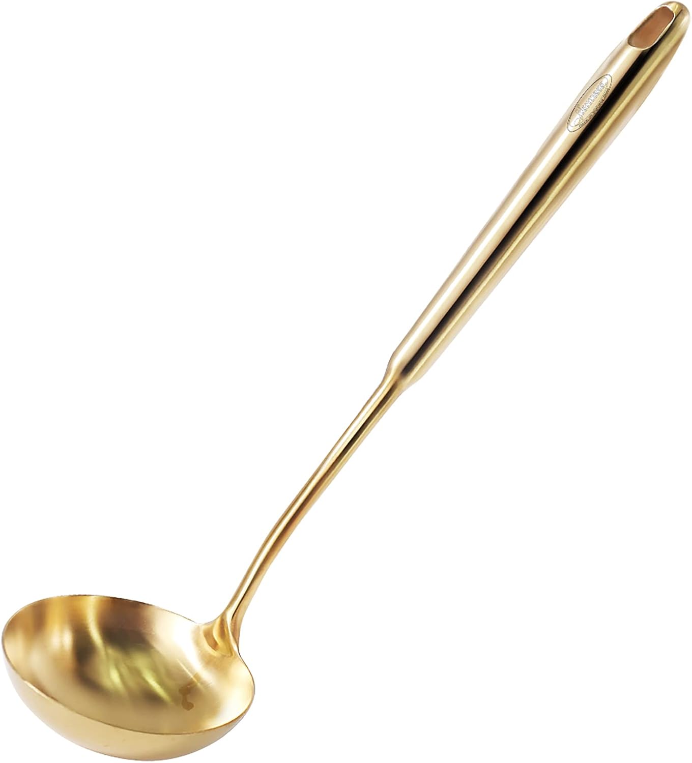 Newness Soup Ladle, [Rustproof, Heat Resistance, Integral Forming] Resilient 304 Stainless Steel Soup Spoon with Vacuum Ergonomic Round Handle, Cooking Spoon for Kitchen, 13.7 Inches