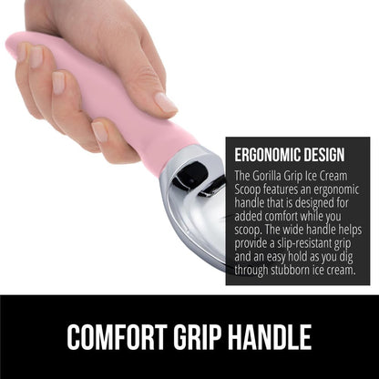 GORILLA GRIP® Heavy Duty Ice Cream Scoop, BPA-Free, Dishwasher Safe, Comfortable Zinc Alloy Handle, Professional Scooper for Hard Gelato, Sorbet, Cookie Dough, Melon, Round Cones, Kitchen Tool, Blue