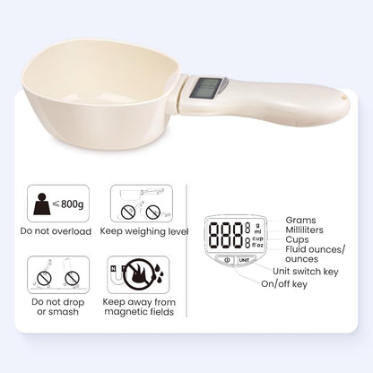 Electronic Measuring Spoon with Conversion,Digital Spoons Scale,Food Measuring Scoop,Multi-functional Spoon with Adjustable Scale 800g/0.1g,Measuring Scoop for Kitchen and Dog Cat Food (Spoon/1pcs)