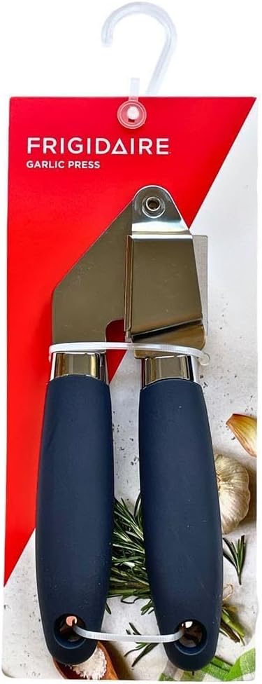 Frigidaire Garlic Press, Stainless Steel with Soft Ergonomic Silicone Handle (OLIVE)