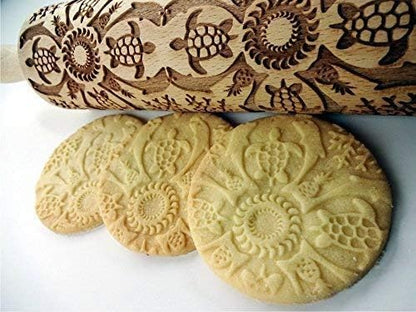 Embossing Rolling Pin SHELLS. Dough and Clay Roller for Embossed Cookies and Pottery. Cookie and Ceramic Stamp. Backing Gifts for Women by Algis Crafts