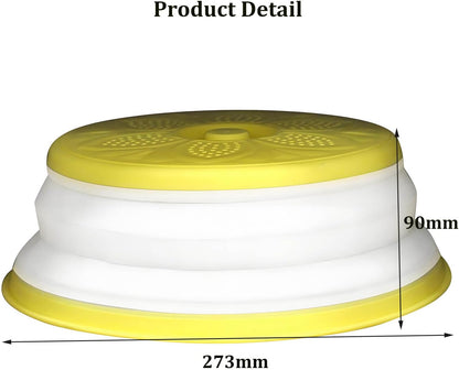 Microwave Splatter Cover, Collapsible Microwave Plate Cover Vented for Food Splatter Guard Fruit Drainer Basket Colander Kitchen Gadget (Yellow)