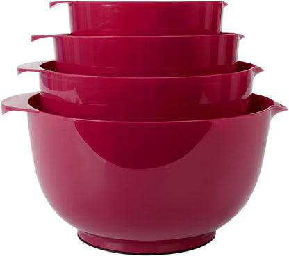 BoxedHome Green Ombre Nesting Plastic Mixing Bowl Set With Pour Spout, Microwave and Dishwasher Safe, BPA free Non-Slip Base, Set of 4 Size 1.7, 2.5, 3.5 and 4.5qt, Great for Prepping, Baking, Cooking