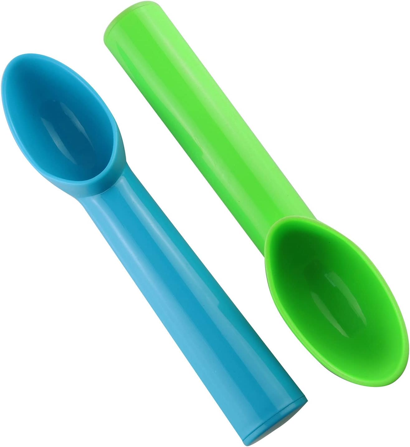 4pcs Plastic Ice Cream Scoop Fruit Spoons Melon Baller Watermelon Scooper Kitchen Accessories 4 Colors (Orange, Green, Blue, Pink)