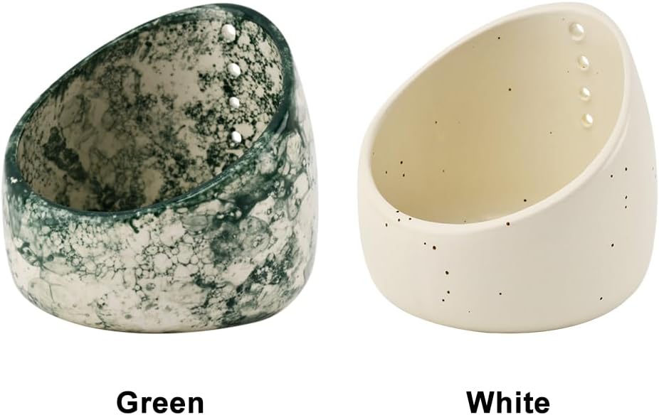 Pottery Herb Stripper Bowl, Upgrade Handmade Ceramic Herb Peeling Bowl, Different Round Hole Sizes Suitable for Peeling Off The Leafy Assembly(COLOR:Green)