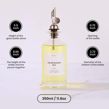 Molimoli - Premium Olive Oil Dispenser Bottles for Kitchen with Pourer - Oil and Vinegar Dispenser Set, Glass Dispenser for Kitchen, Dispenser Bottle of 350ml - Set of 2