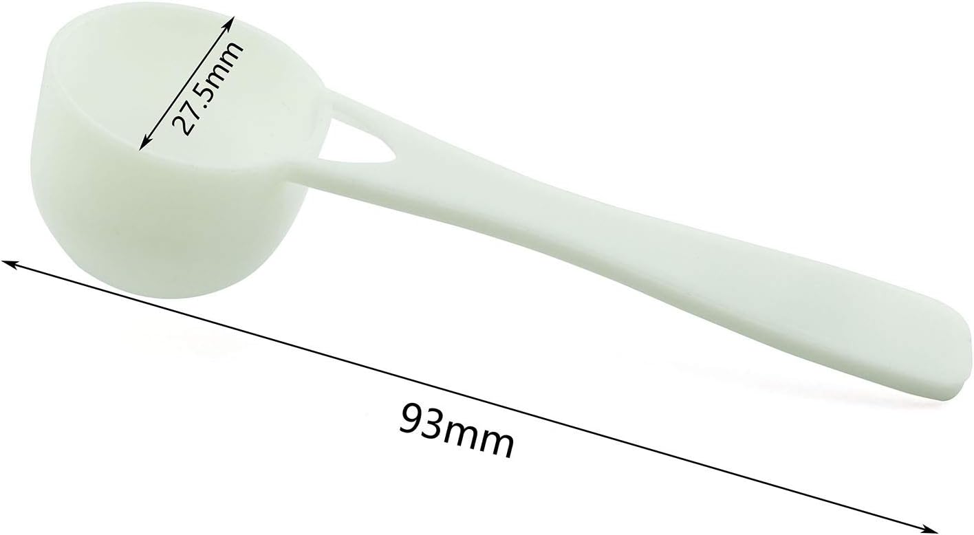 Tegg 5ml Teaspoon 50PCS 5cc White Plasti Measuring Spoons For Herb Extract Tea Powder Coffee