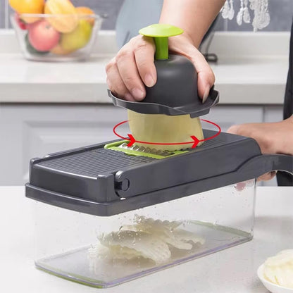 16-in-1 Vegetable Chopper & Slicer - Multifunctional Kitchen Food Cutter for Onion, Salad, Fruit with Adjustable Dicer and Storage Container，Kitchen Gadgets and Essentials.
