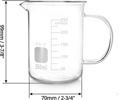 QWORK 500ml Beaker Mug with Handle, Borosilicate Glass Measuring Cup