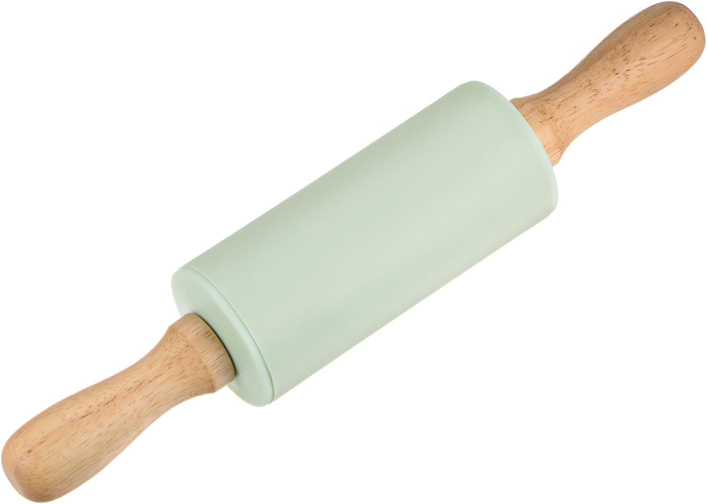 HARFINGTON Silicone Rolling Pins for Baking 12.2 Inch Non-Stick Silicone Surface Wooden Handle Rolling Pin Small Roller Playdough Rolling Pins for Fondant Kitchen Dough Pizza, Green