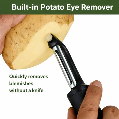 Black Premium Vegetable Peeler | Ultra-Sharp Swivel Stainless Steel Blade | Ergonomic Soft Grip Handle | Mango Peeler | Dishwasher Safe | Skin Peeler for Veggies & Fruits | Potato Peeler & Eye Remover