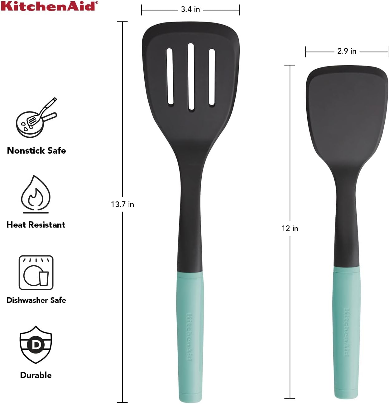 KitchenAid Universal Spatula Set, 2-Piece, Aqua Sky