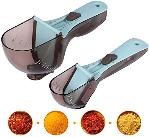 2pcs/set Adjustable Measuring Spoons，Large Tablespoon & Small Teaspoon - Metric ML,OZ and Cup - Magnetic