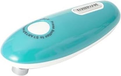 Farberware Compact Battery Operated Hands-Free Automatic Can Opener for any Size Can with Magnet to Safely Remove Lid, Seamless Opening Decreases Sharp Edges for Easily and Safely Opening Cans, Aqua