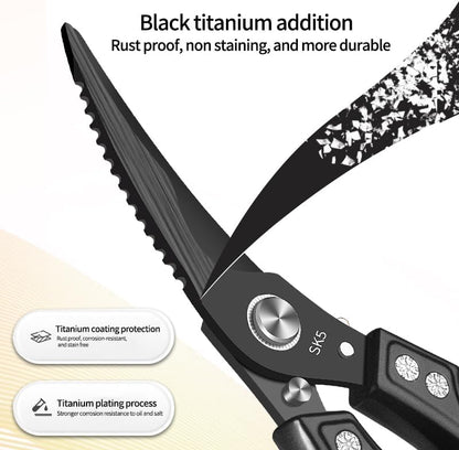 Professional 10-Inch Heavy-Duty Kitchen Shears Ultra-Sharp Stainless Steel Scissors for Cutting Meat, Poultry, Fish, Herbs & Vegetables (Black)