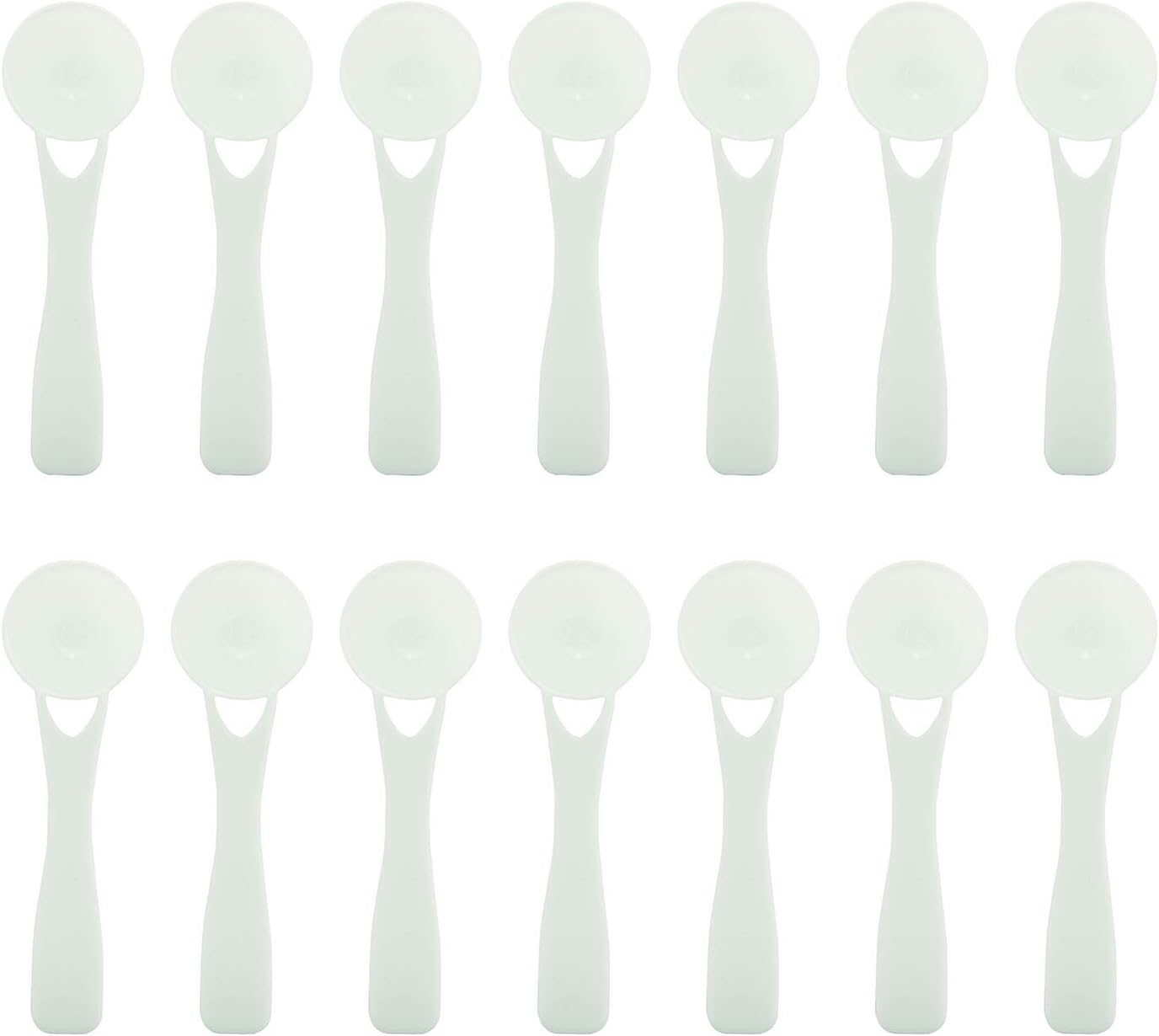 Tegg 5ml Teaspoon 50PCS 5cc White Plasti Measuring Spoons For Herb Extract Tea Powder Coffee