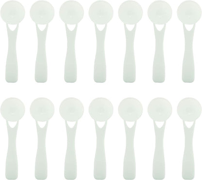 Tegg 5ml Teaspoon 50PCS 5cc White Plasti Measuring Spoons For Herb Extract Tea Powder Coffee