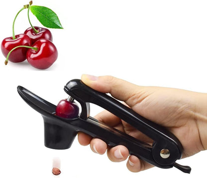 Cherry Pitter Tool, Cherry Stoner Olive Pitter Tool, Portable Kitchen Tool with Space-Saving Lock Design - Black