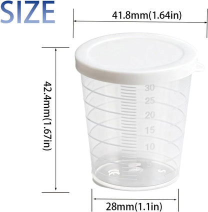 Plastic Measuring Cups, 100ml, Set of 15, for Liquid Measurement and Scientific Experiments