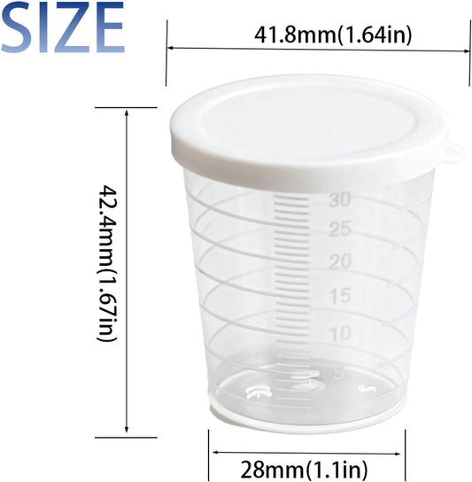 Plastic Measuring Cups, 100ml, Set of 15, for Liquid Measurement and Scientific Experiments