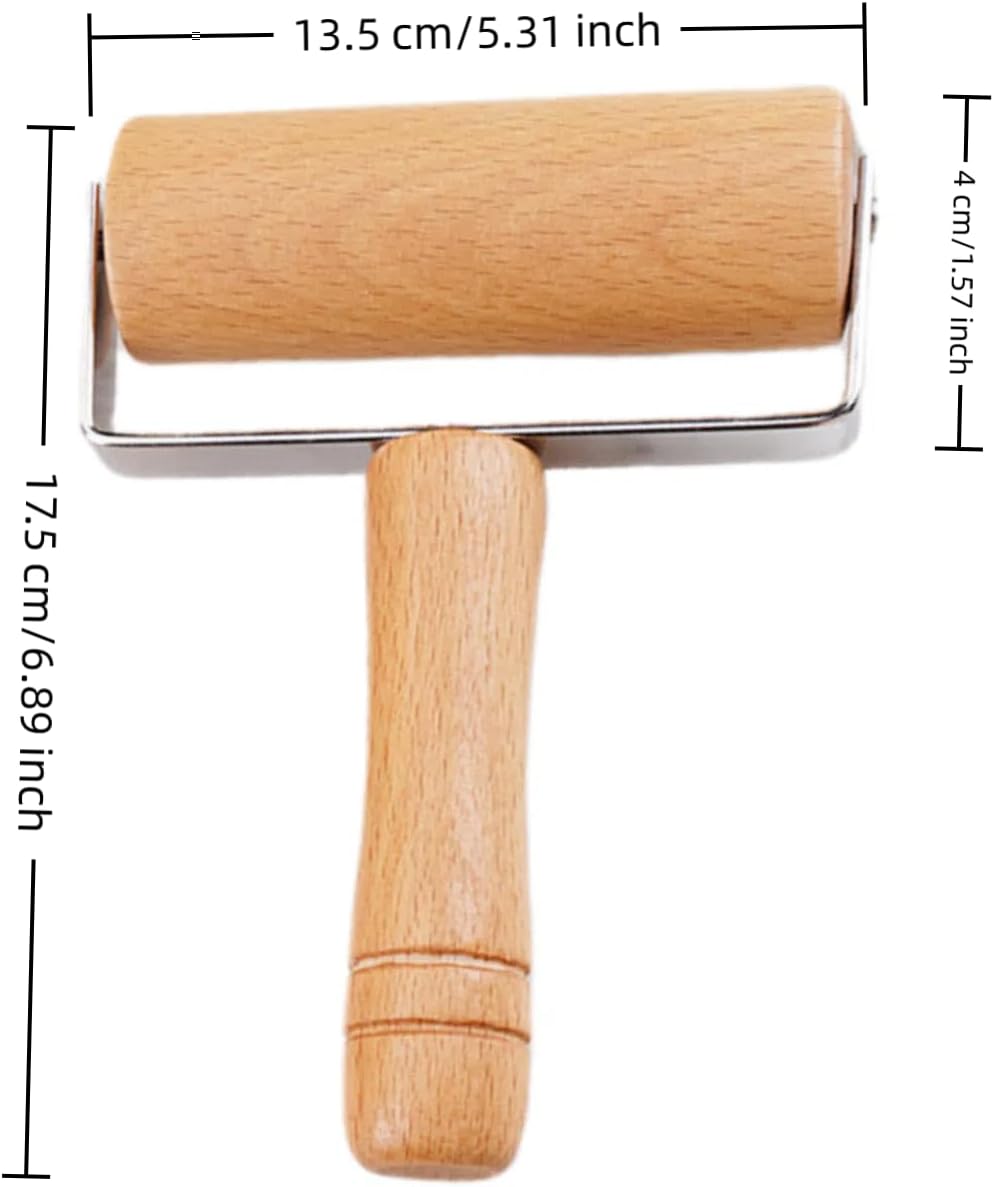 Stainless Steel & Beechwood Rolling Pin with Adjustable Thickness - Ergonomic Dumpling/Pasta Maker、Pizza, Kitchen Tool for Home Chefs, Dishwasher Safe & Rustproof Design (T)