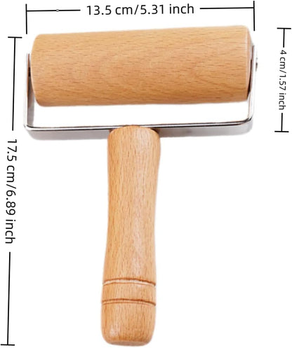 Stainless Steel & Beechwood Rolling Pin with Adjustable Thickness - Ergonomic Dumpling/Pasta Maker、Pizza, Kitchen Tool for Home Chefs, Dishwasher Safe & Rustproof Design (T)