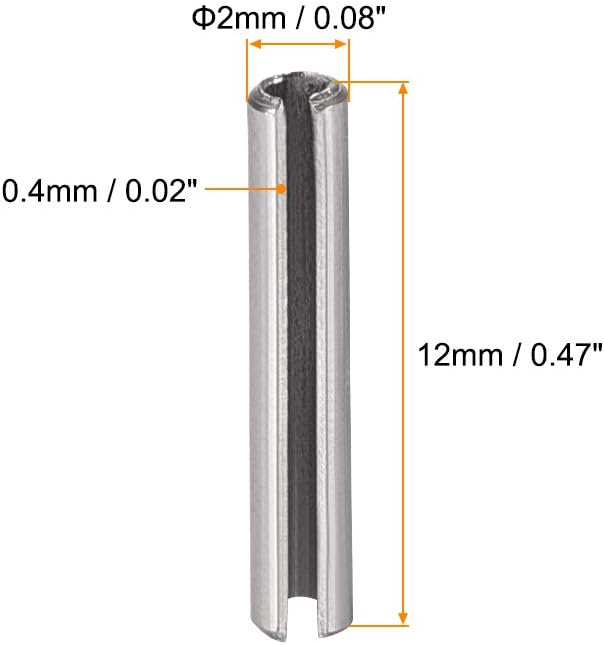 uxcell Slotted Spring Pin - M4 x 30mm 304 Stainless Steel Split Spring Roll Dowel Pins Plain Finish 20Pcs