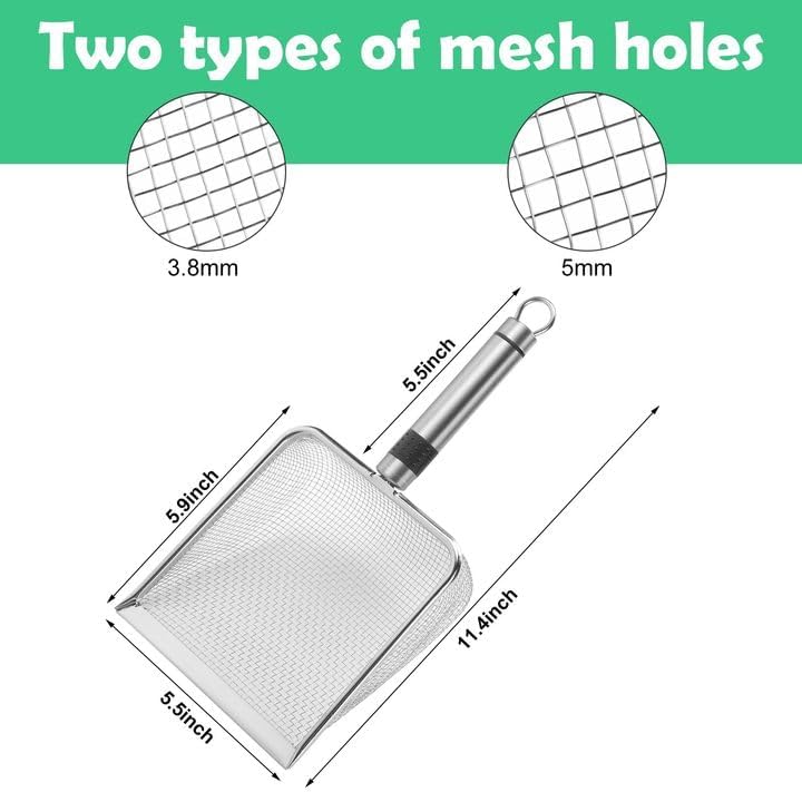 Adnee 2 Pcs Wider Gardening Soil Sifter-5.5" W Garden Sieve Sifter with Handle (3.8/5 mm Mesh)-Portable Gardening Sifter for Gradening Sand Soil Dirt Compost