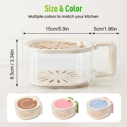 2-in-1 Draining and Preservation Basket,Multifunctional Fruit and Vegetable Washing Bowl with Handle Fruit Strainer Container and Lid for Kitchen Fridge Outdoor Picnic Camping (Brown)