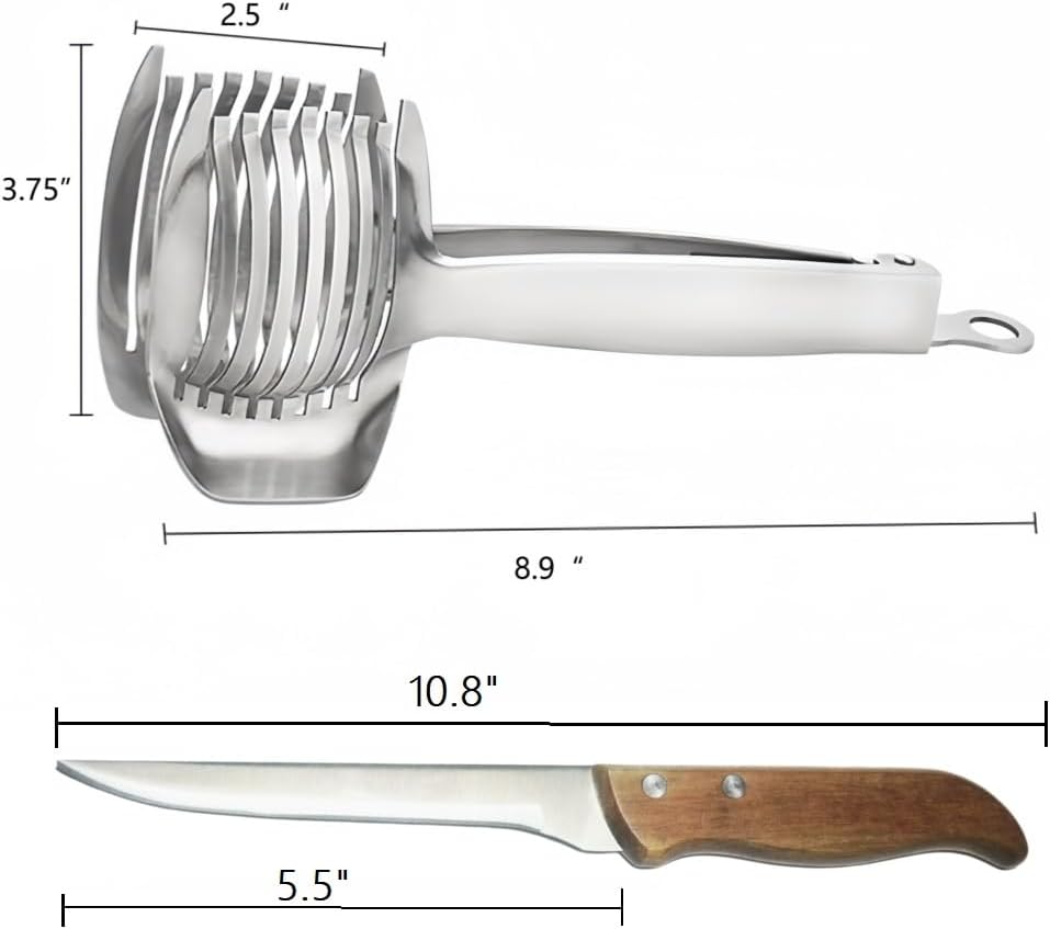 i Kito Tomato Lemon Slicer with Tomato Knife Set,Handheld Even Slicing Guide Cutter Tools,for Round Fruit and Veggies, Multi Kitchen Cutting Gadgets