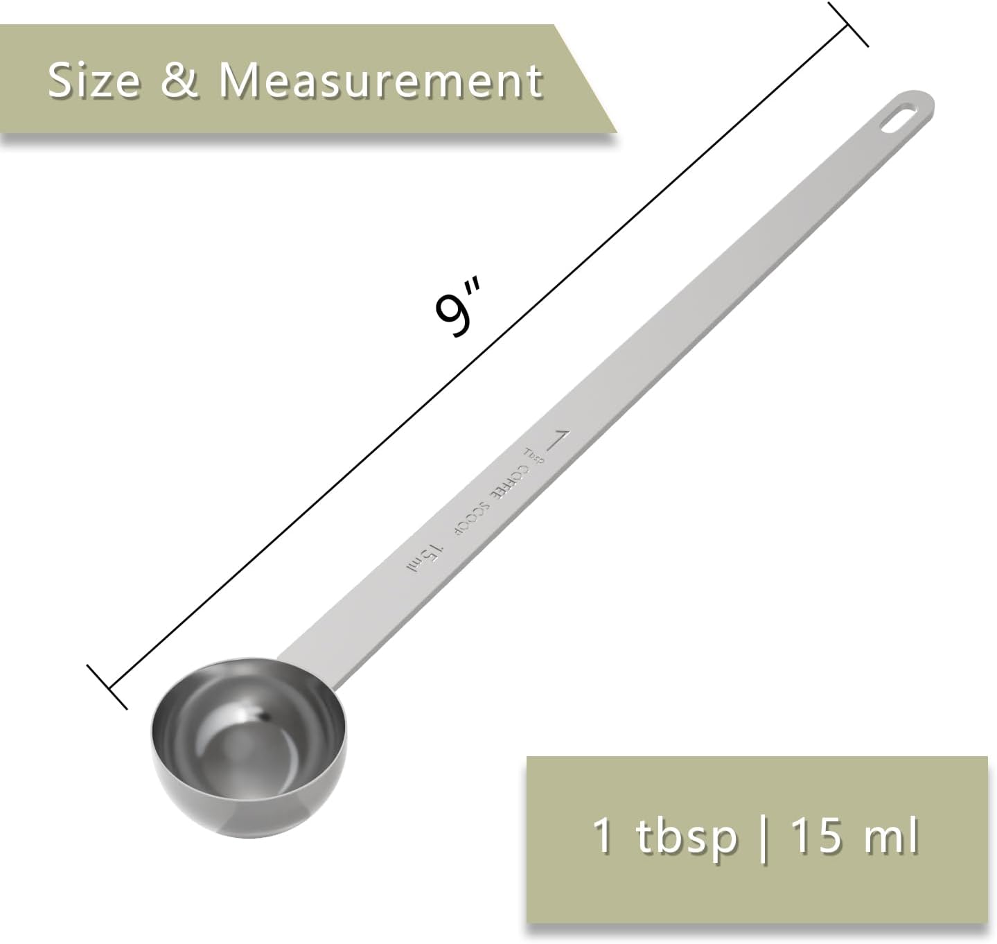 LEIFENY 1PCS 1 Teaspoon Coffee Scoop, 9" Long Handle Measuring Spoon, 1tsp (5 ml) Stainless Steel Scooper