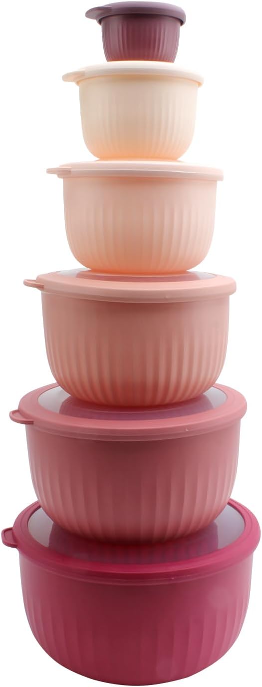 COOK WITH COLOR Prep Bowls with Lids- Wide and Deep Nesting Plastic Small Mixing Bowl Set with Lids, 8 Piece Set - Wide Bowls, Blue
