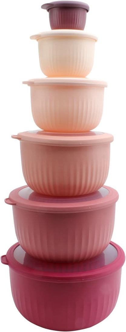COOK WITH COLOR Prep Bowls with Lids- Wide and Deep Nesting Plastic Small Mixing Bowl Set with Lids, 8 Piece Set - Wide Bowls, Blue