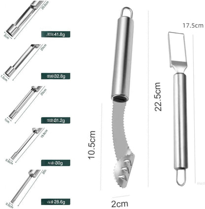 Fruit and Vegetable Corer Tool, Multi-Function Stainless Corer and Pitter Remover Set for Apple, Chili Kernel Remover Fruit Slicer for Kitchen