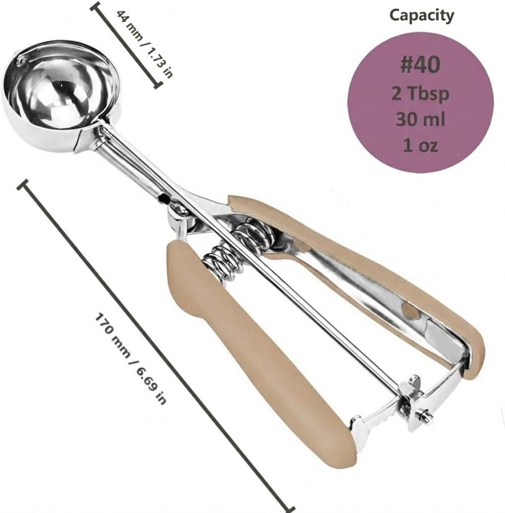 Ice Cream Scoop, 18/8 Stainless Steel Cookie Scoop, Cookie Scoops for Baking, 2 Tbsp/ 30 ml/ 1 oz Cookie Dough Scoop, Ice Cream Scooper with Trigger Release, Cookie Scooper for Baking