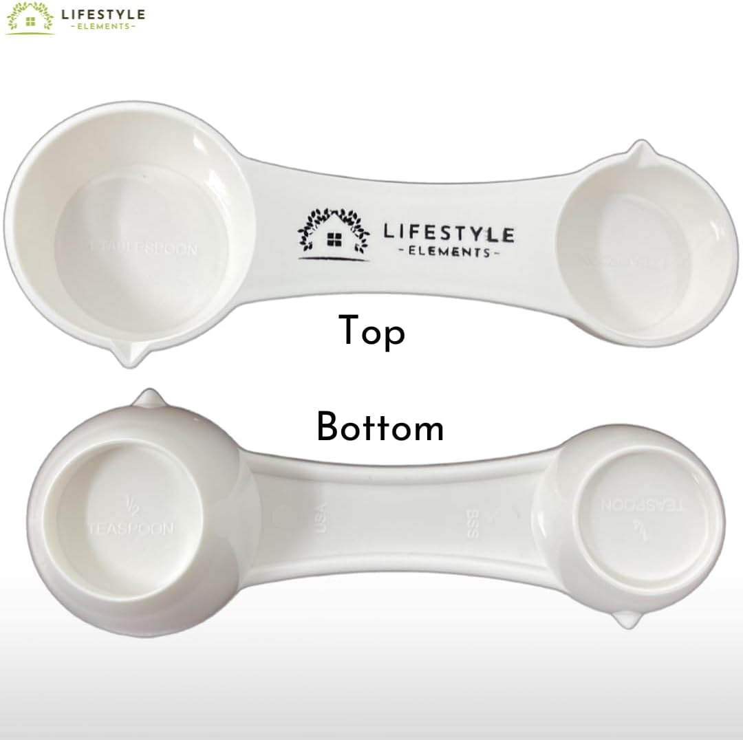 All In One Measuring Spoon With 1 Tbsp, 1 Tsp, 1/2 Tsp, 1/4 Tsp Measures - Plastic - Use for Dry Ingredients or Liquids - Durable Rugged Dishwasher Safe - Made in USA - Versatile Kitchen Tool