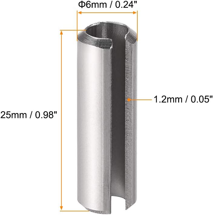 uxcell Slotted Spring Pin - M4 x 30mm 304 Stainless Steel Split Spring Roll Dowel Pins Plain Finish 20Pcs