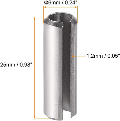 uxcell Slotted Spring Pin - M4 x 30mm 304 Stainless Steel Split Spring Roll Dowel Pins Plain Finish 20Pcs