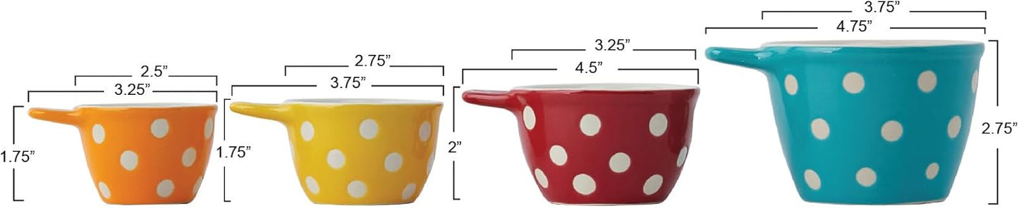 Creative Co-Op Ceramic Measuring Cup, Set of 4, Black and White