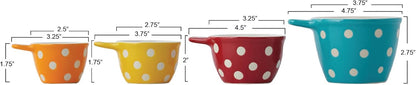 Creative Co-Op Ceramic Measuring Cup, Set of 4, Black and White