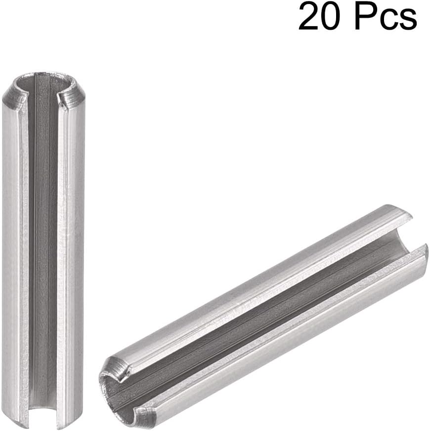 uxcell Slotted Spring Pin - M4 x 30mm 304 Stainless Steel Split Spring Roll Dowel Pins Plain Finish 20Pcs
