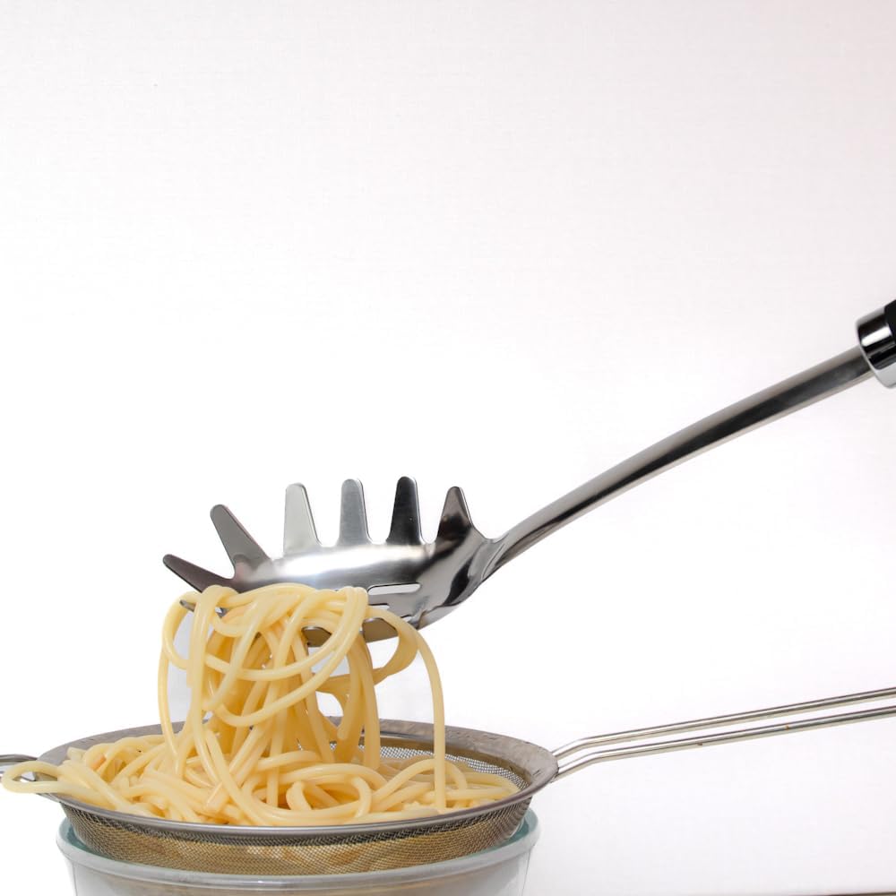 Pasta Fork, Stainless Steel Spaghetti Server, Pasta Spoon with Teeth, Spaghetti Spoon Pasta Server, Noddle Fork for Cooking, Kitchen Utensils, 14.3 Inches