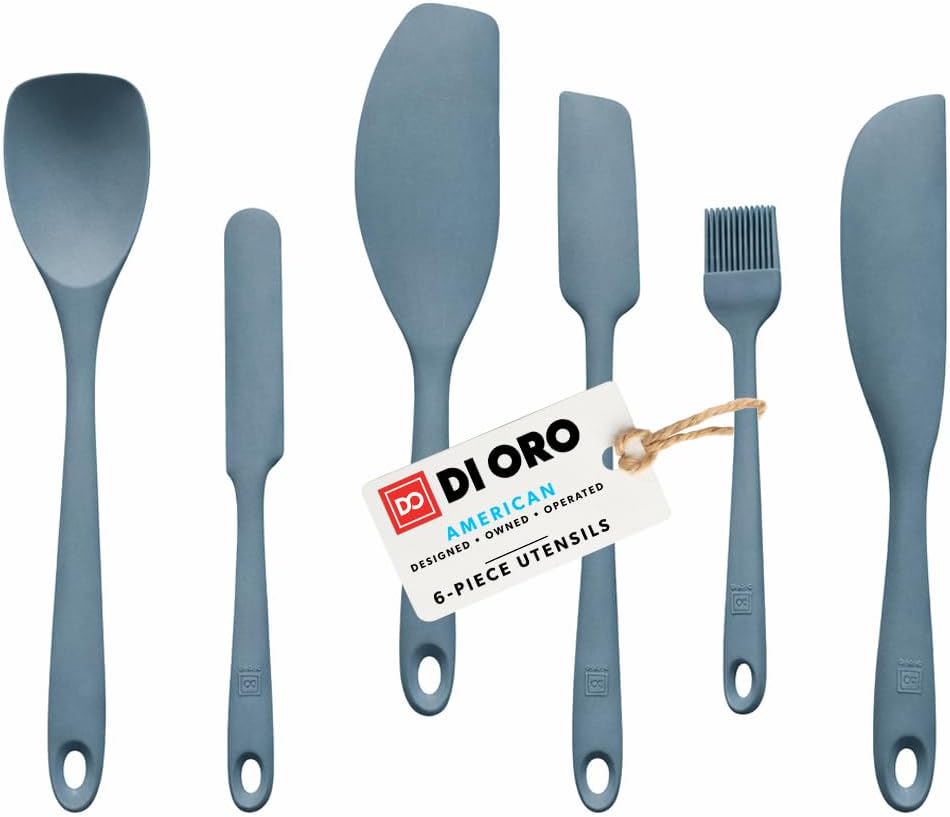 All New DI ORO 6-Piece Silicone Spatula Set - Rubber Kitchen Utensils for Baking, Cooking & Mixing - Heat-Resistant 600°F BPA Free Spatulas for Nonstick Cookware - Dishwasher Safe (Black)